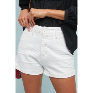 Paige High Rise Sarah Shorts 28 Crisp Button Front